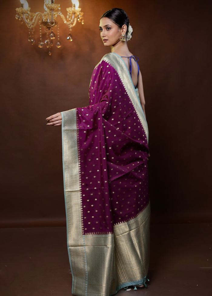 Purple Dupion Silk Saree With Blouse Piece