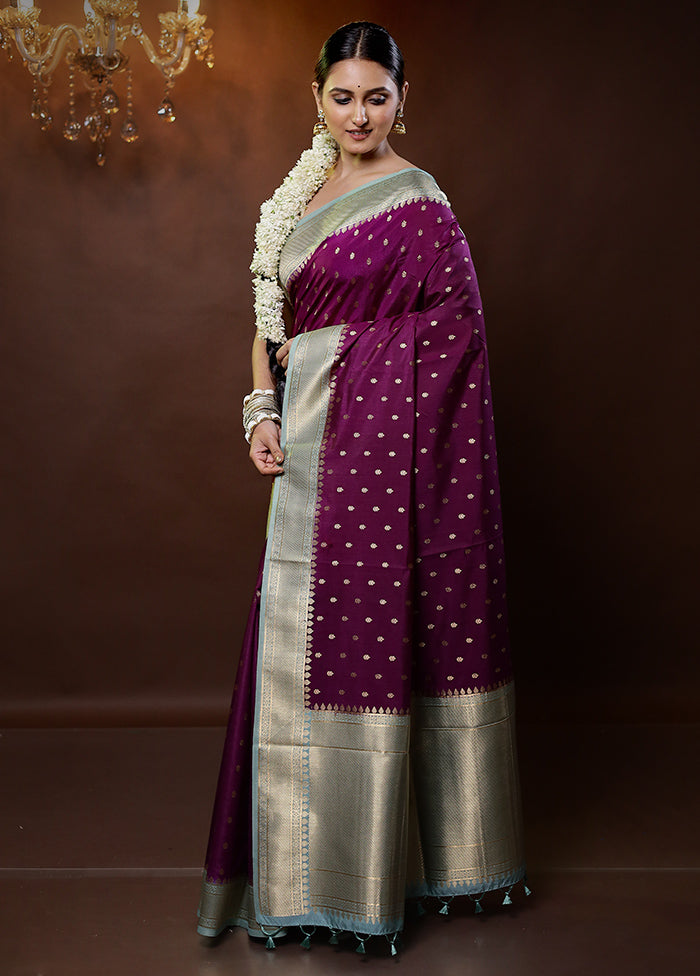 Purple Dupion Silk Saree With Blouse Piece