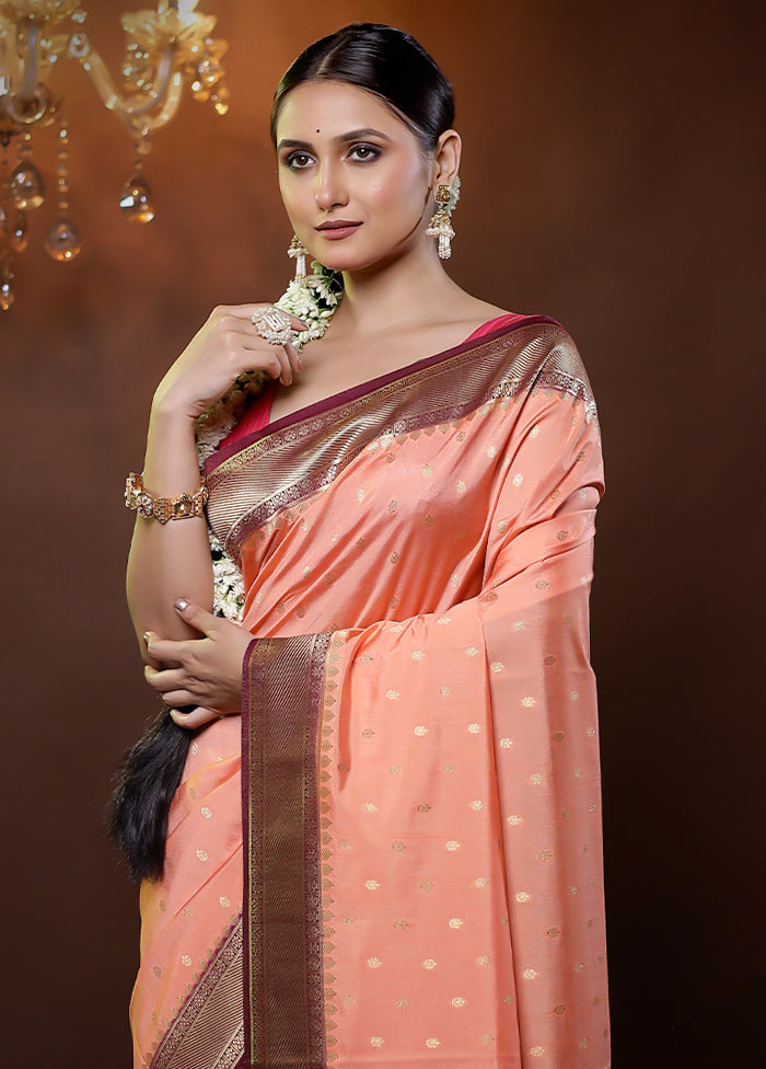 Pink Dupion Silk Saree With Blouse Piece