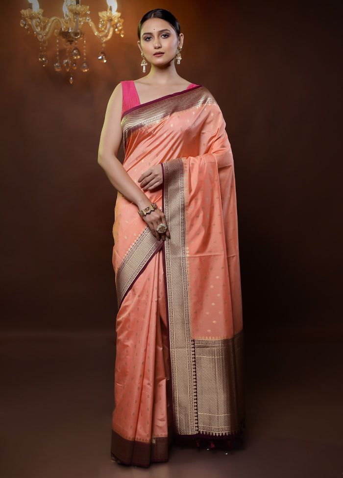 Pink Dupion Silk Saree With Blouse Piece