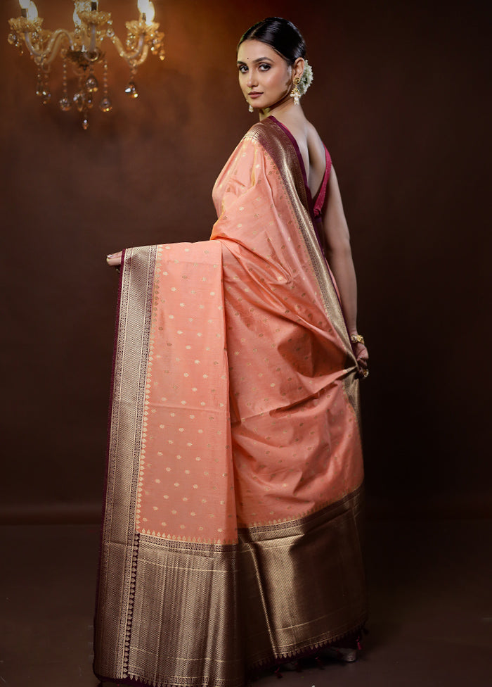 Pink Dupion Silk Saree With Blouse Piece