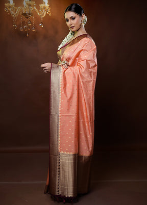 Pink Dupion Silk Saree With Blouse Piece