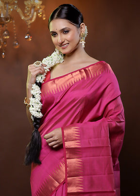 Pink Dupion Silk Saree With Blouse Piece