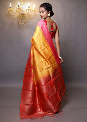 Yellow Tussar Silk Saree With Blouse Piece