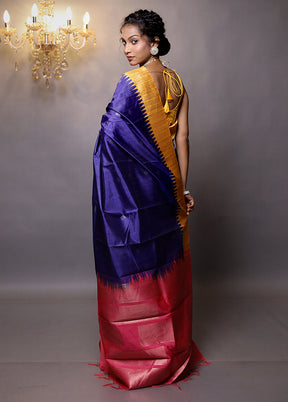 Blue Tussar Silk Saree With Blouse Piece - Indian Silk House Agencies