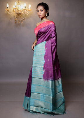 Purple Tussar Silk Saree With Blouse Piece - Indian Silk House Agencies