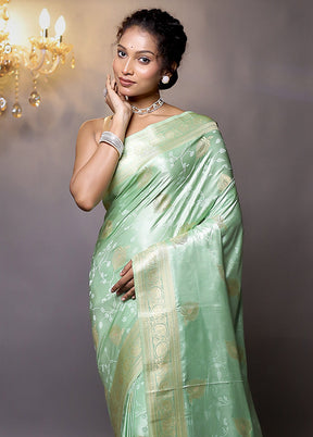 Green Dupion Silk Saree With Blouse Piece