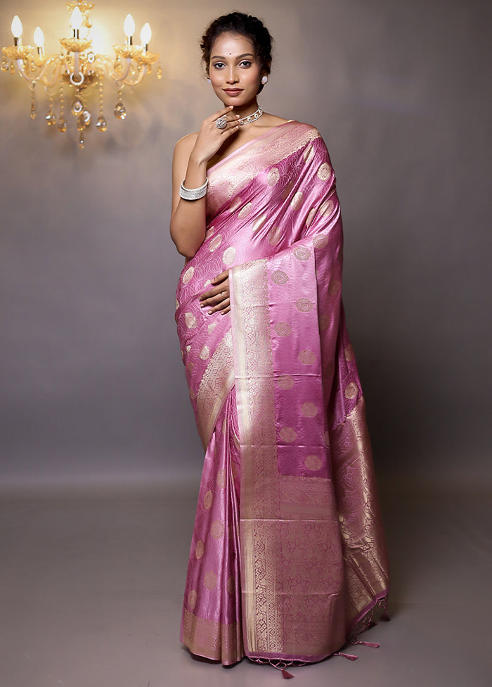 Pink Dupion Silk Saree With Blouse Piece