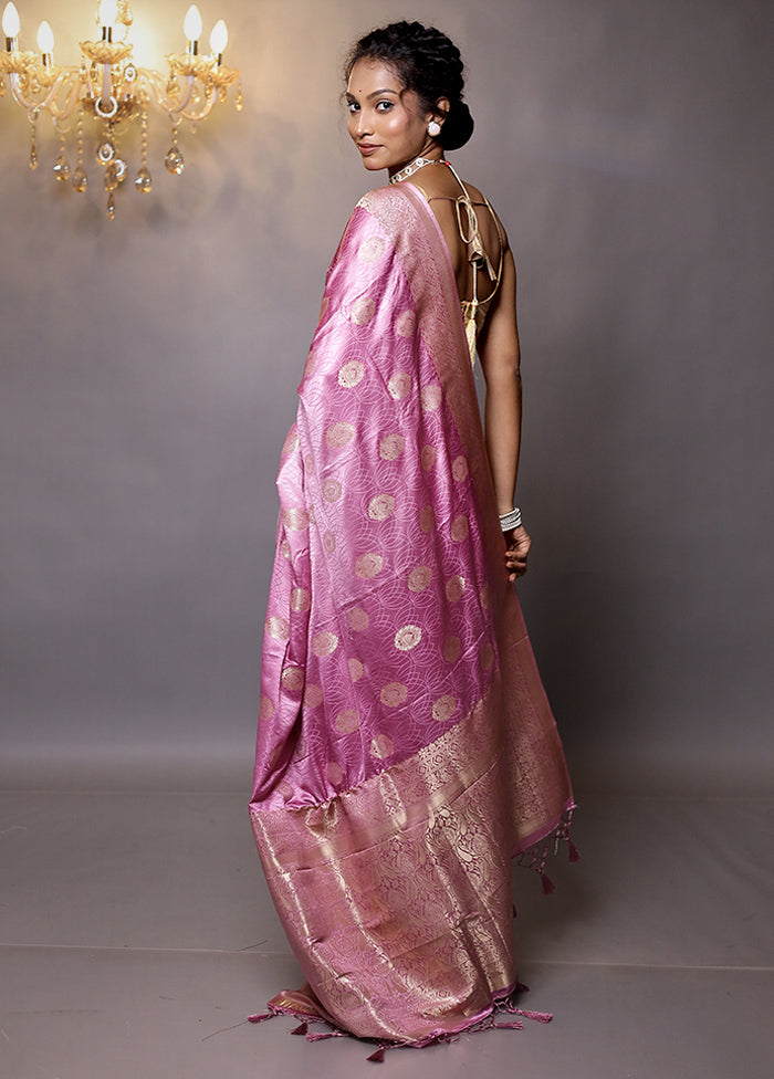 Pink Dupion Silk Saree With Blouse Piece