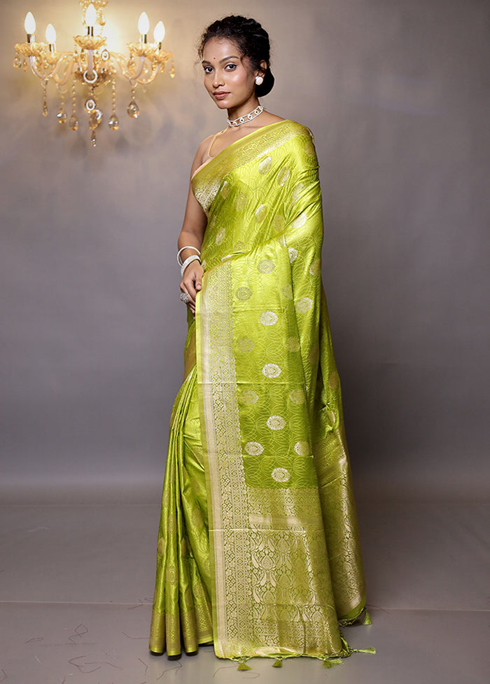 Green Dupion Silk Saree With Blouse Piece