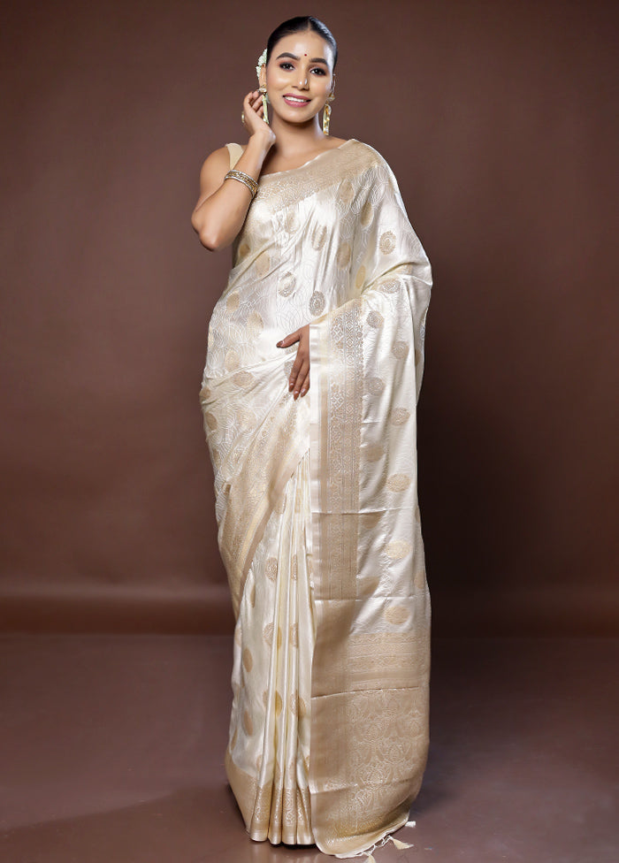 White Dupion Silk Saree With Blouse Piece