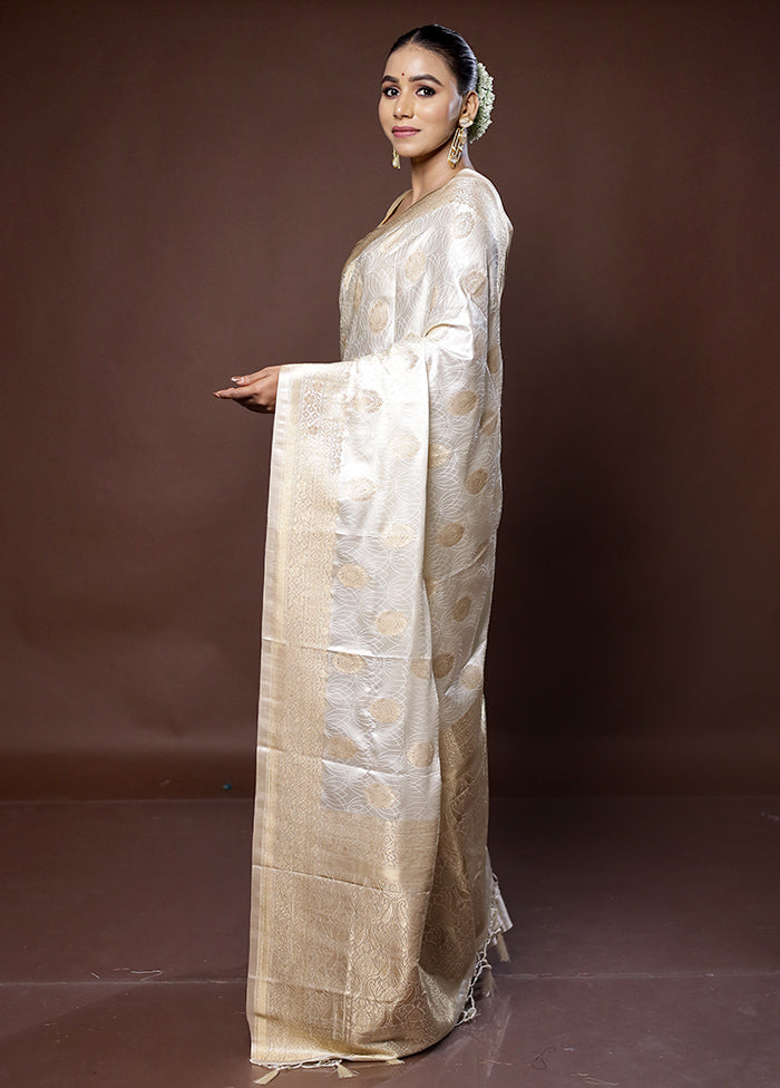 White Dupion Silk Saree With Blouse Piece - Indian Silk House Agencies