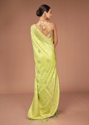 Green Dupion Silk Saree With Blouse Piece