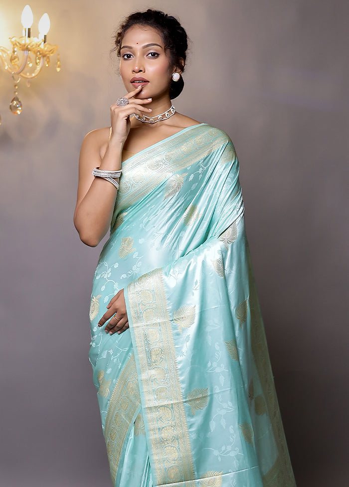 Blue Dupion Silk Saree With Blouse Piece