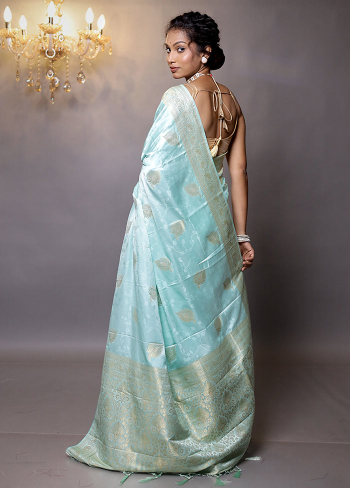 Blue Dupion Silk Saree With Blouse Piece