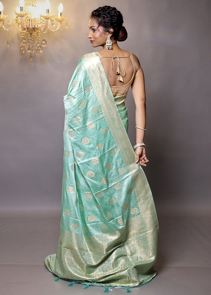 Green Dupion Silk Saree With Blouse Piece