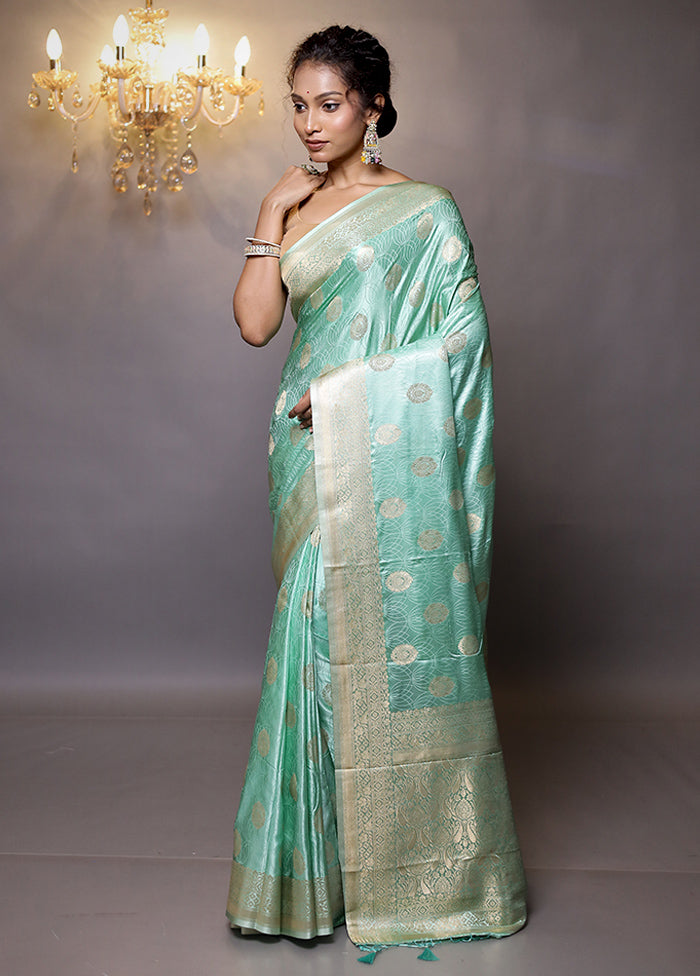 Green Dupion Silk Saree With Blouse Piece