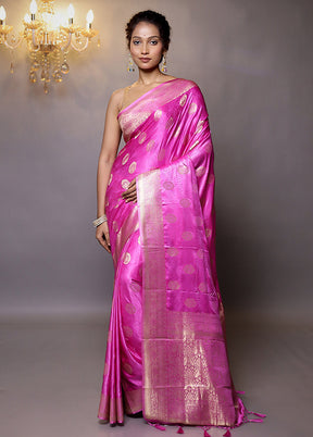 Pink Dupion Silk Saree With Blouse Piece