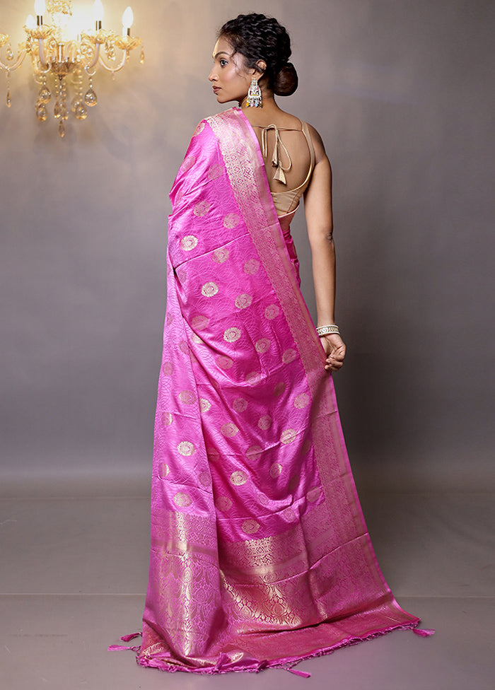 Pink Dupion Silk Saree With Blouse Piece