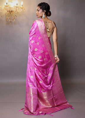 Pink Dupion Silk Saree With Blouse Piece