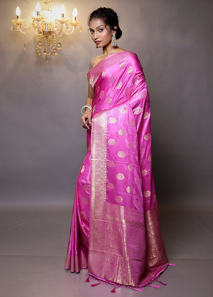 Pink Dupion Silk Saree With Blouse Piece