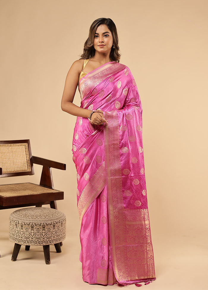 Pink Dupion Silk Saree With Blouse Piece