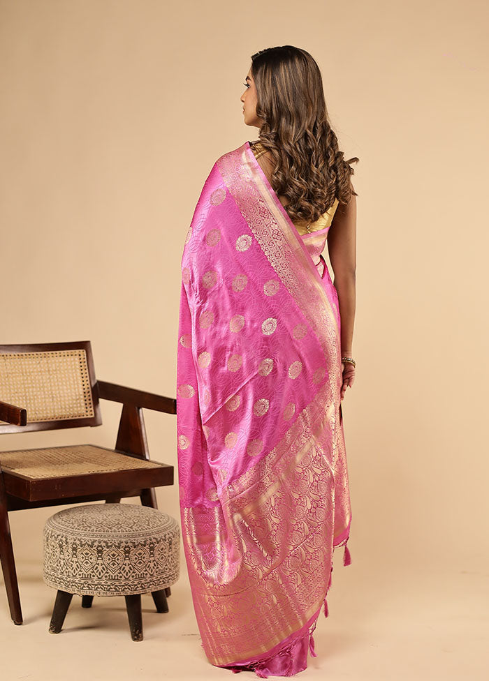 Pink Dupion Silk Saree With Blouse Piece