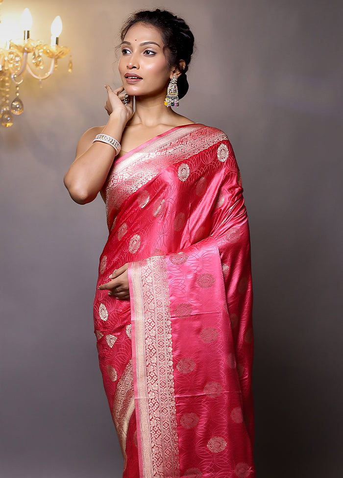 Pink Dupion Silk Saree With Blouse Piece - Indian Silk House Agencies