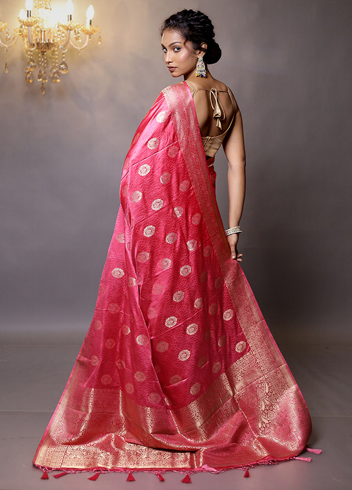 Pink Dupion Silk Saree With Blouse Piece - Indian Silk House Agencies