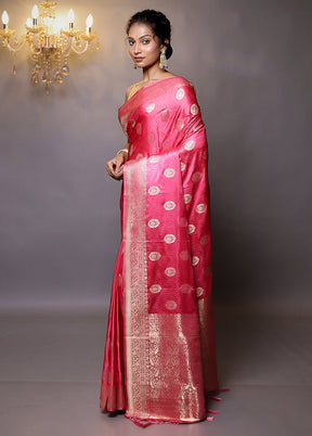 Pink Dupion Silk Saree With Blouse Piece