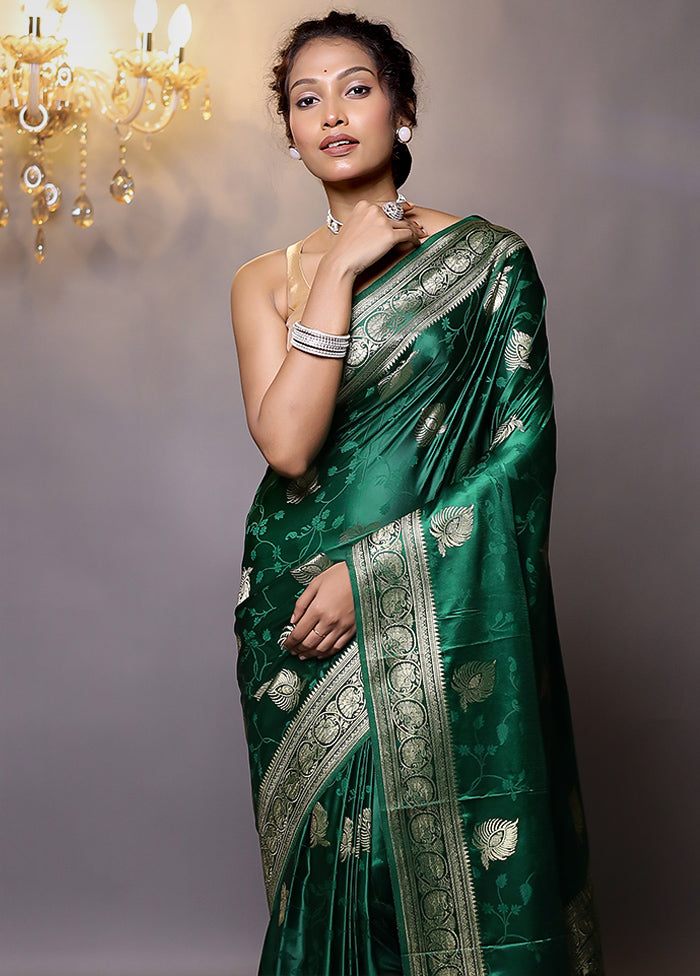 Green Dupion Silk Saree With Blouse Piece - Indian Silk House Agencies