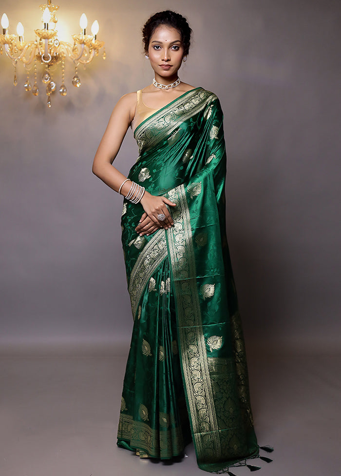 Green Dupion Silk Saree With Blouse Piece - Indian Silk House Agencies