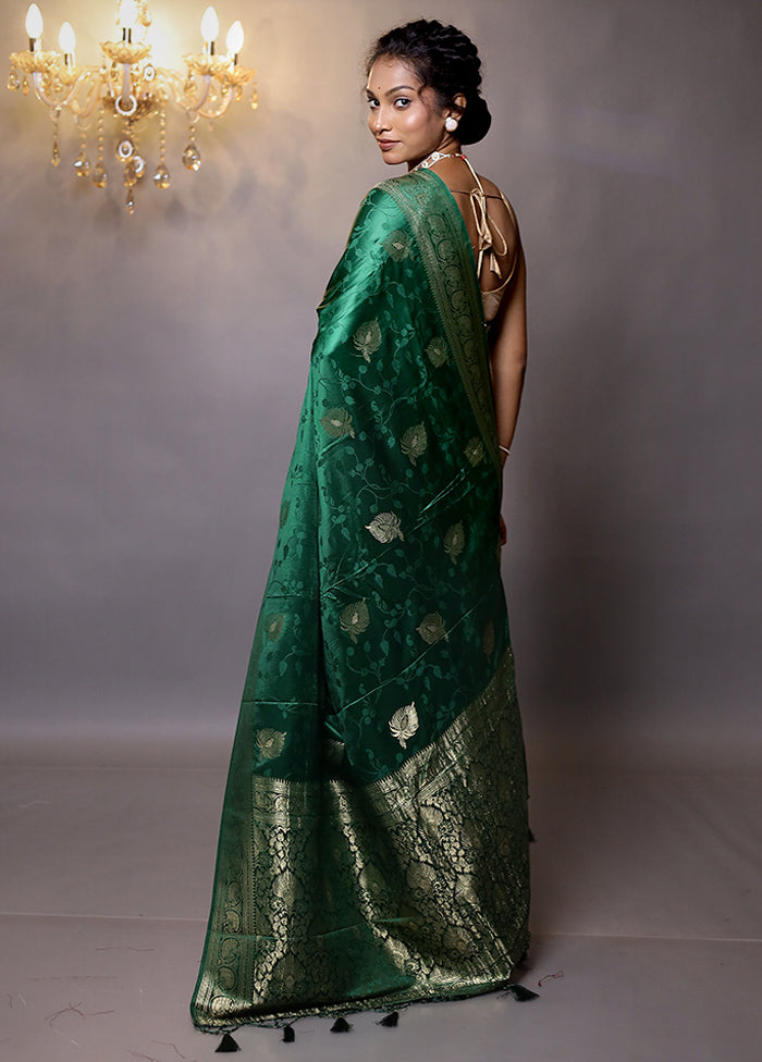 Green Dupion Silk Saree With Blouse Piece - Indian Silk House Agencies