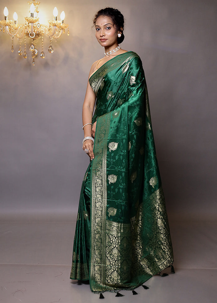 Green Dupion Silk Saree With Blouse Piece - Indian Silk House Agencies