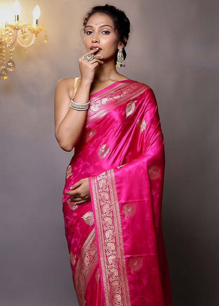 Pink Dupion Silk Saree With Blouse Piece