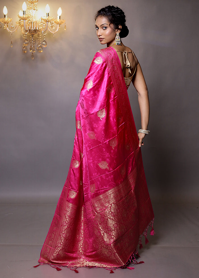 Pink Dupion Silk Saree With Blouse Piece