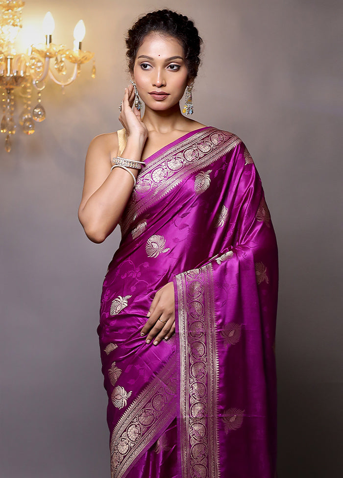 Purple Dupion Silk Saree With Blouse Piece