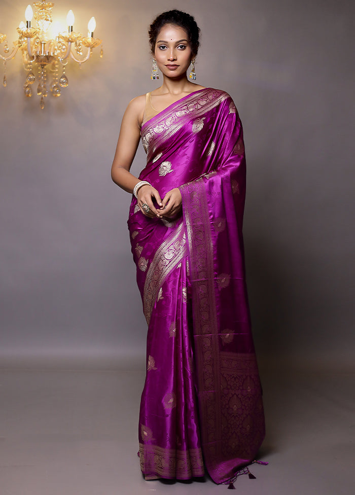 Purple Dupion Silk Saree With Blouse Piece