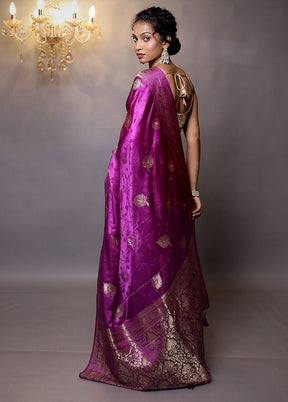 Purple Dupion Silk Saree With Blouse Piece