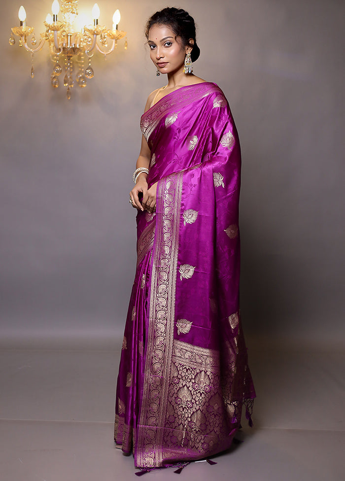 Purple Dupion Silk Saree With Blouse Piece