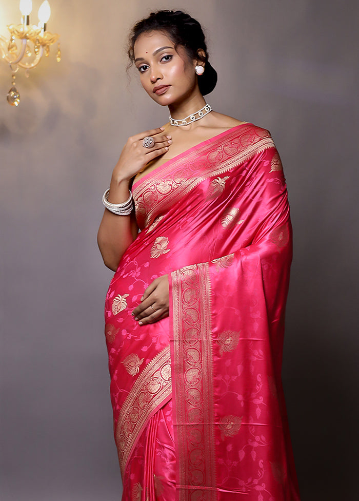 Pink Dupion Silk Saree With Blouse Piece