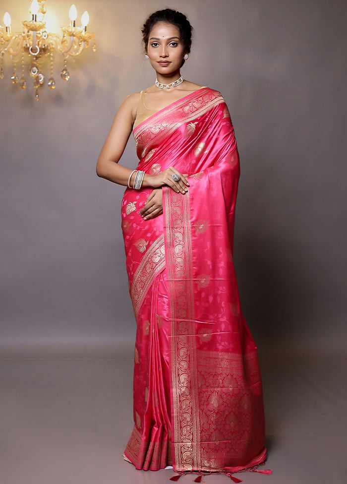 Pink Dupion Silk Saree With Blouse Piece