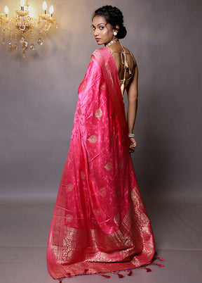 Pink Dupion Silk Saree With Blouse Piece - Indian Silk House Agencies