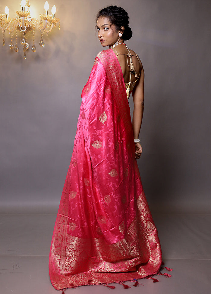 Pink Dupion Silk Saree With Blouse Piece