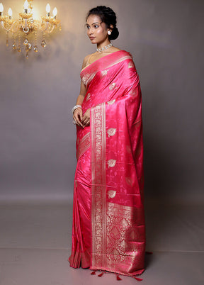 Pink Dupion Silk Saree With Blouse Piece