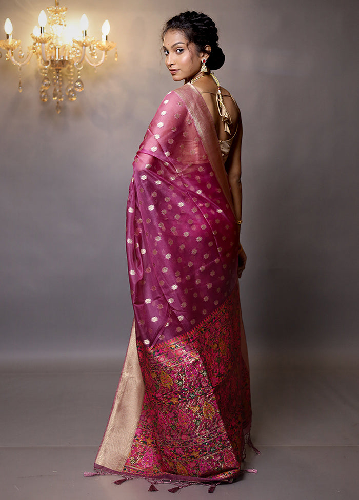 Purple Organza Saree With Blouse Piece