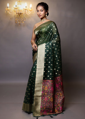 Green Organza Saree With Blouse Piece