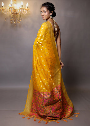 Yellow Organza Saree With Blouse Piece - Indian Silk House Agencies