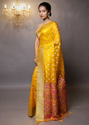 Yellow Organza Saree With Blouse Piece - Indian Silk House Agencies