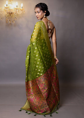 Green Organza Saree With Blouse Piece